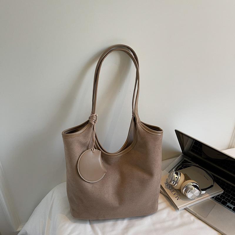 Минималистичная сумка-тоут новый ретро ленивый стиль подмышечная большая сумка замшевая большая вместимость сумка на плечо