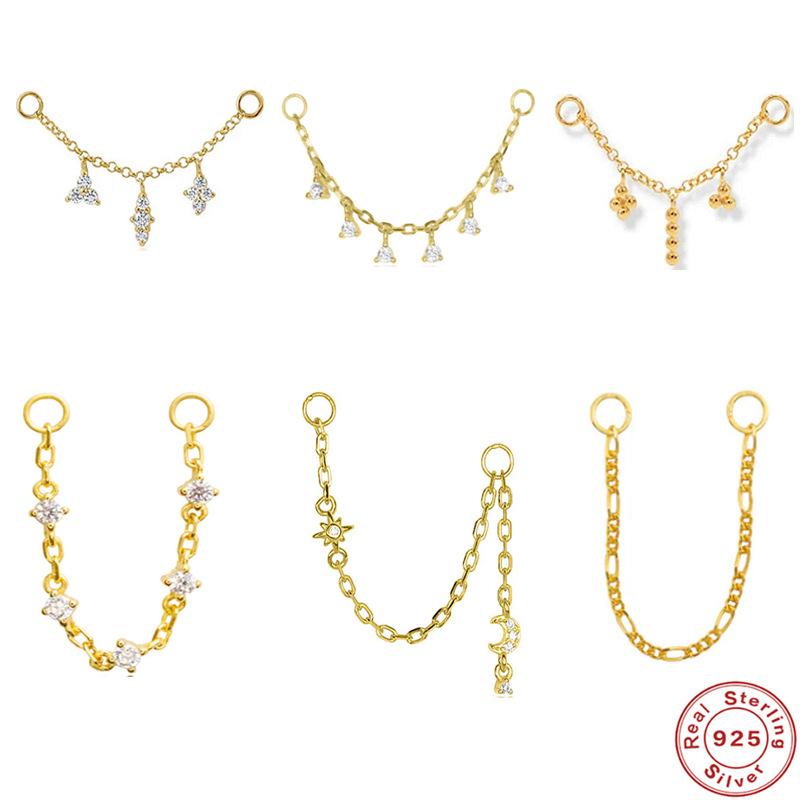 S925 стерлингового серебра мода личность простая универсальная цепочка кулон хрящевая цепочка перфорированная мода сочетающиеся серьги