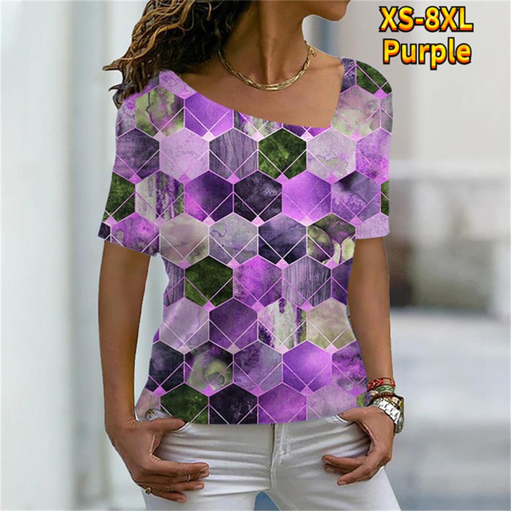 Женская футболка с рисунком, графический принт, V-образный вырез, базовые топы, футболка с коротким рукавом, XS-8XL/3D-печать