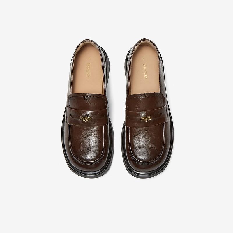 BASTO Leather Women Chunky Heel Single Shoes