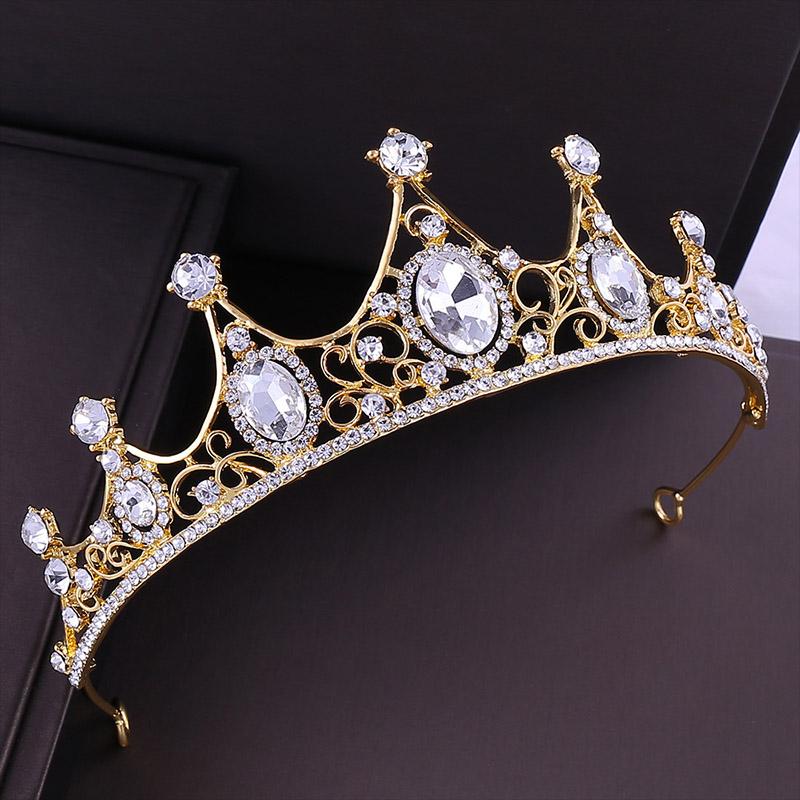 Vintage Baroque Imitated Emerald Crystal Tiaras And Crowns Hair Jewelry Women Girls Headpiece Wedding Bridal Hair Accessories