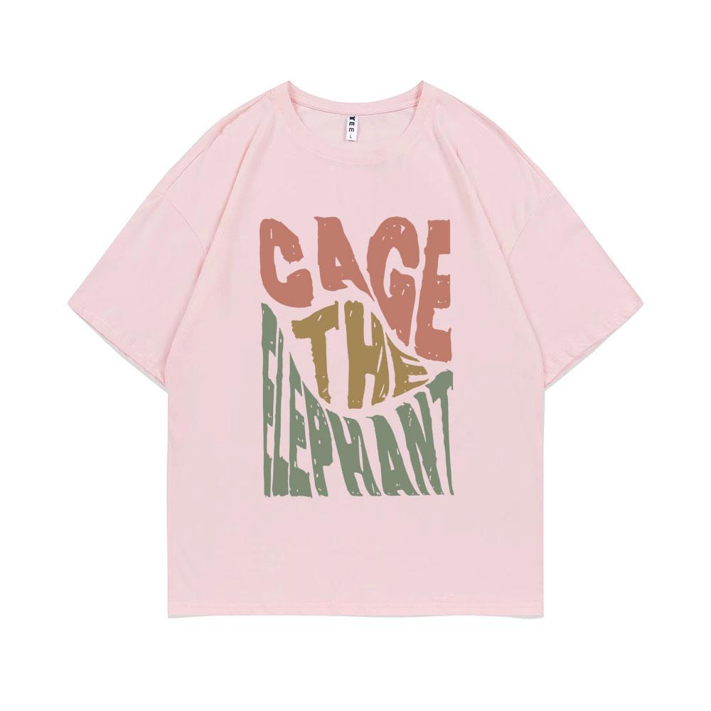 Limited Cage The Elephant Pritn Tshirt Short Sleeve Men Women Fashion Casual Oversized T-shirts Tops Men's Hip Hop Streetwear