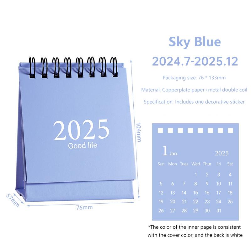 2025 Студенческое украшение рабочего стола Morandi Color Mini Calendar Simple Plan Маленький настольный календарь Милый ежедневник Офисные принадлежности