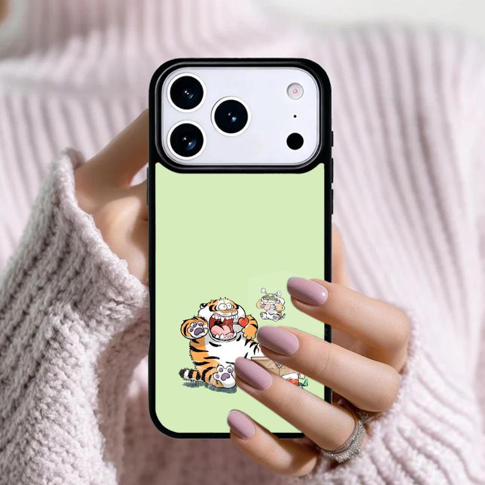 Cartoon Fat Tiger Phone Case For Apple iPhone 17 Air 16E 15 14 Plus 13 12 11 Pro Max Mini Funda Cover