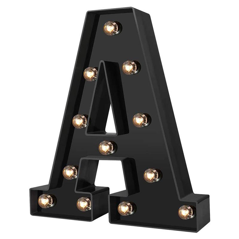 LED Black Letter Light 26 English Night Light Large Luminous Alphabet Lights Wedding Modeling Lamp For Party Birthday Home Bar