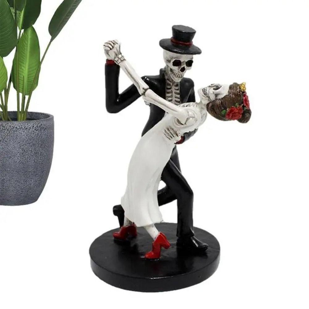 Resin Dance Skeleton Figurine Mini Skeleton Couple Ornament  for Halloween