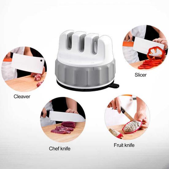 Мини-точилка для ножей Легкая заточка лезвий с прочной присоской Простая в использовании точилка для лезвий с 3 изогнутыми частями