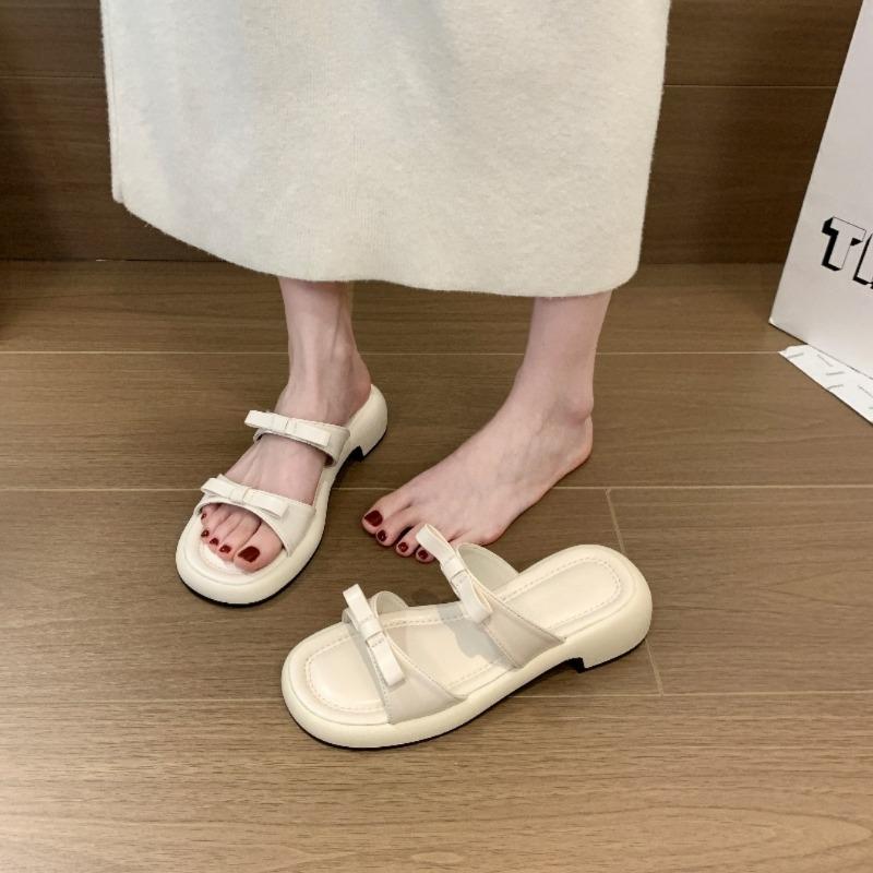 Женские тапочки 2024 года, новые летние модные повседневные босоножки на низком каблуке, квадратные каблуки, тапочки, шлепанцы, женские, Zapatos De Mujer