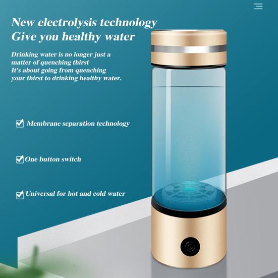 Генератор водородной бутылки с водой 300 мл, перезаряжаемая гидро-чашка для воды, портативная машина для электролиза для домашнего офиса и путешествий