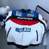 Trendy brand racing suit jacket men's leather jacket street ruffian handsome loose pilot locomotive jacket