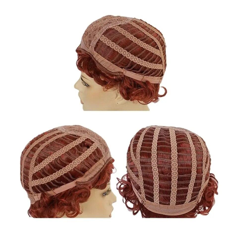 Adult Women Wig Short Curly Red Wig for Cosplay Costume Wig Red Brown Short Curly Wigs Red Brown Curly Buns Queen Cosplay Afro