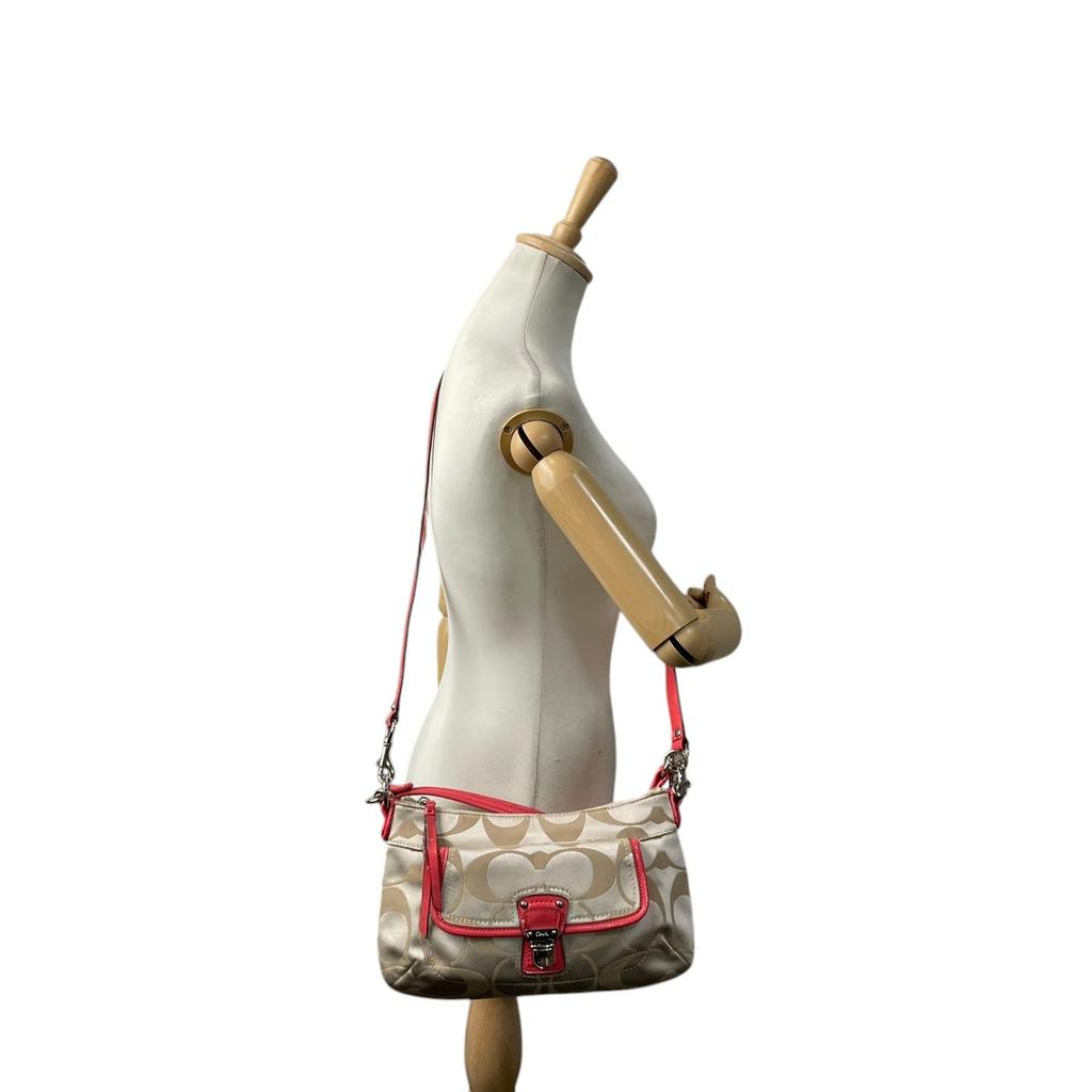 Used COACH 2way Shoulder Bag Groovy Groovy BagShoulder Bag White beige/pink canvas/Patent leather Women