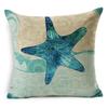 Exquisite 18" Blue Sea Animal Cotton Linen Cushion Cover For Stylish Living Spaces