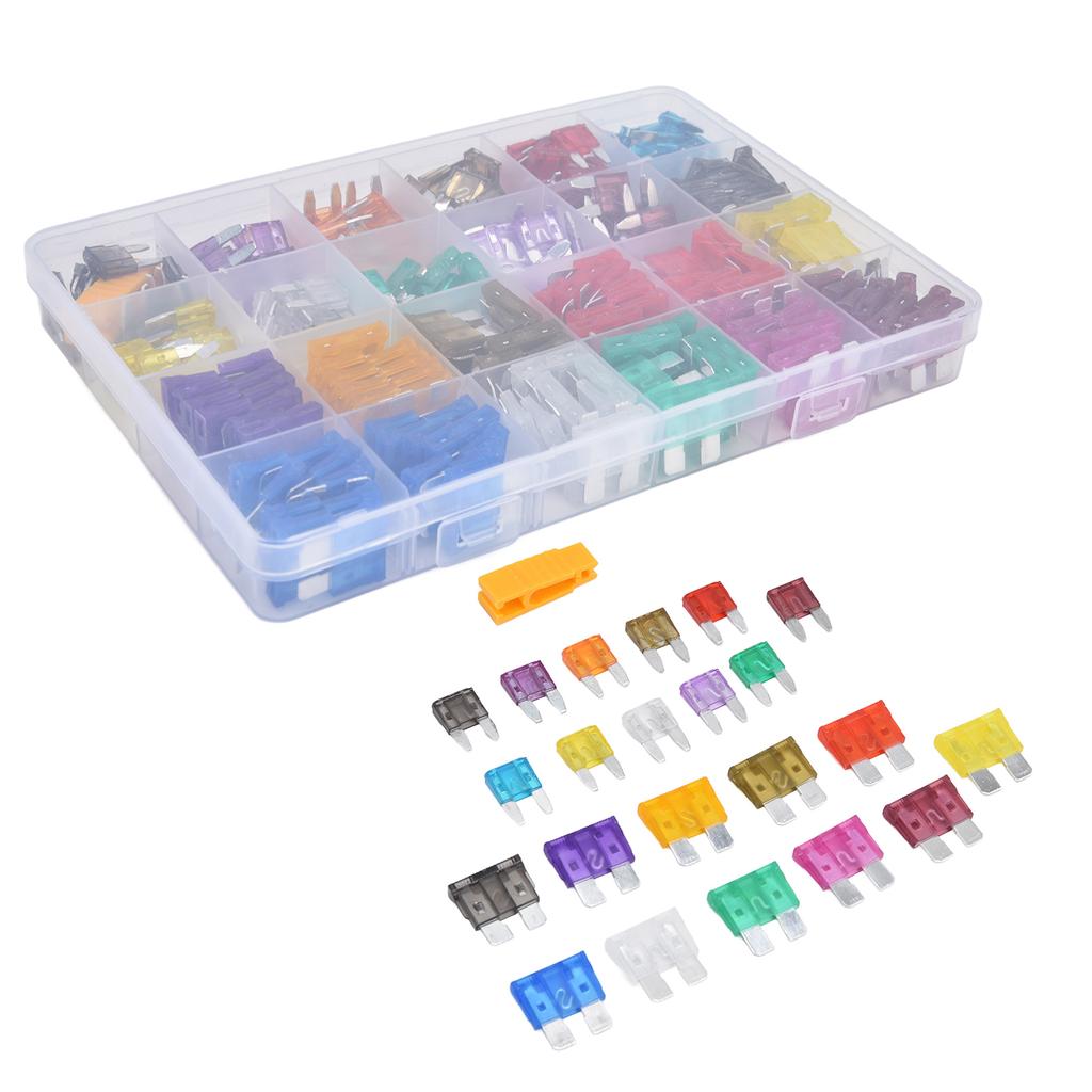 250Pcs Car Fuses Assortment Kit Blade Type Aluminum Sheet Automotive Replacement 2A40A M S