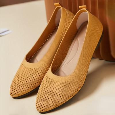Новая однотонная женская обувь с острым носком на мягкой подошве, повседневная дышащая женская трикотажная обувь