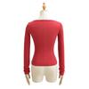 Korean Square Neck Slimming Long Sleeve T-Shirt with Chest Pads and Waist-Cinching Design for Women - Spring/Autumn