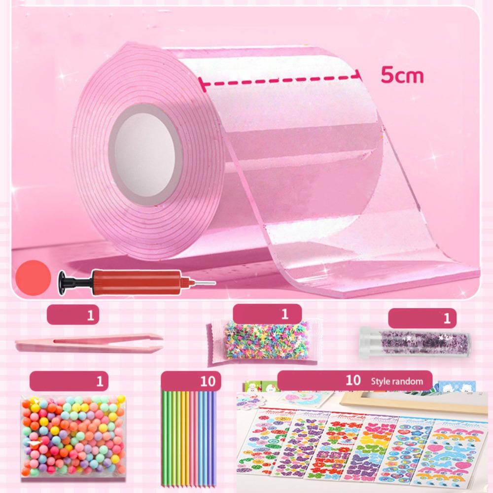 Transparent Blowing Bubble Full Set Reusable Nano Tape Crafts Nano Tape Toys School Supplies