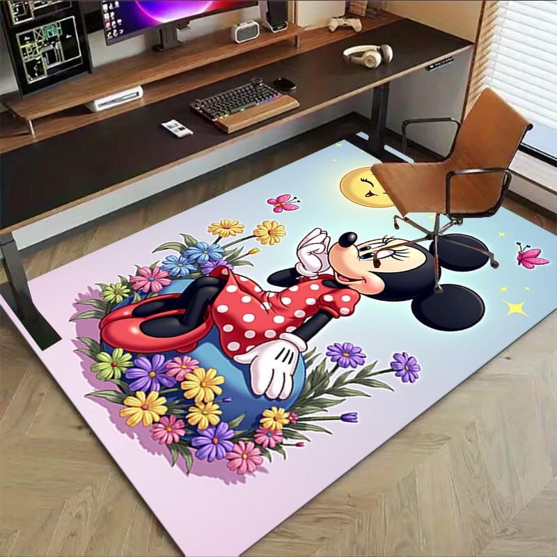 Minnie Mouse Flowers Carpet For Playroom Bedroom Living Room Sofa Home Decorkids Game Area Rug Nonslip Floor Mat