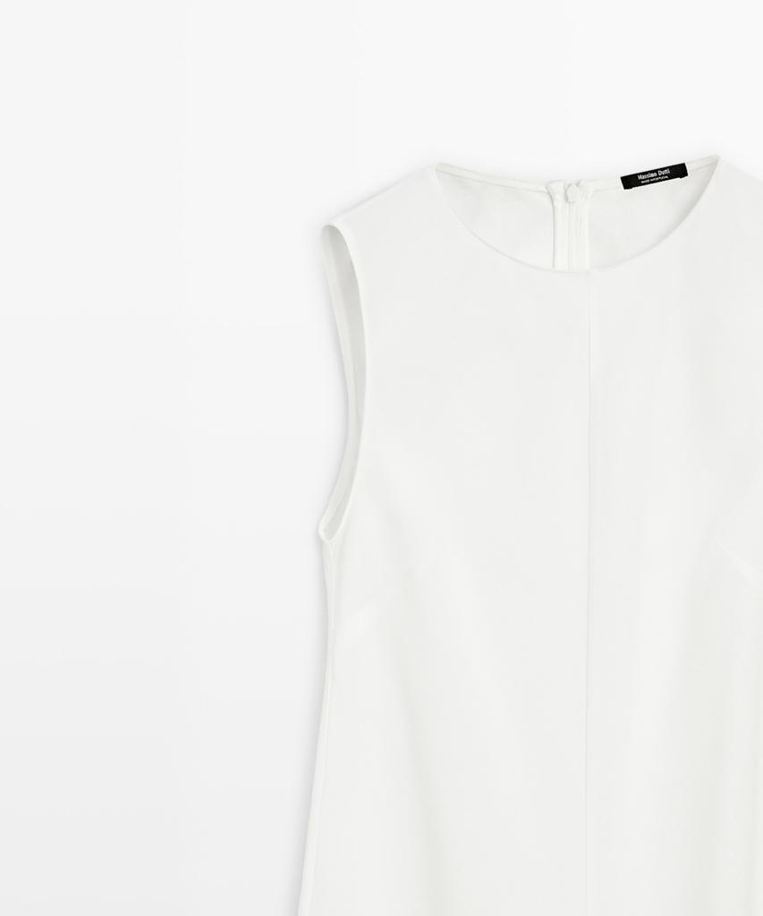 Masimodutti Linen Blend Fluid Midi Dress