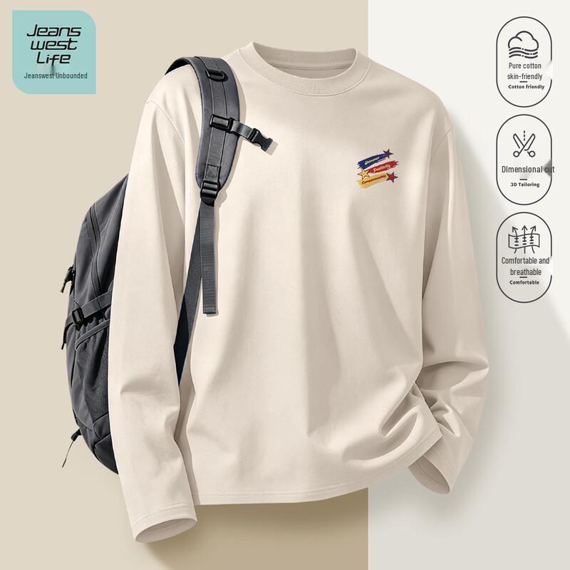 Мужская футболка с длинным рукавом Jeanswest Life 2026 Осень, 100% хлопок