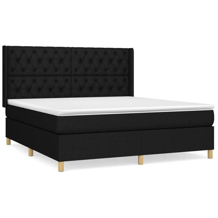Maison Exclusive - Sommier à lattes de lit avec matelas Noir 160x200 cm Tissu