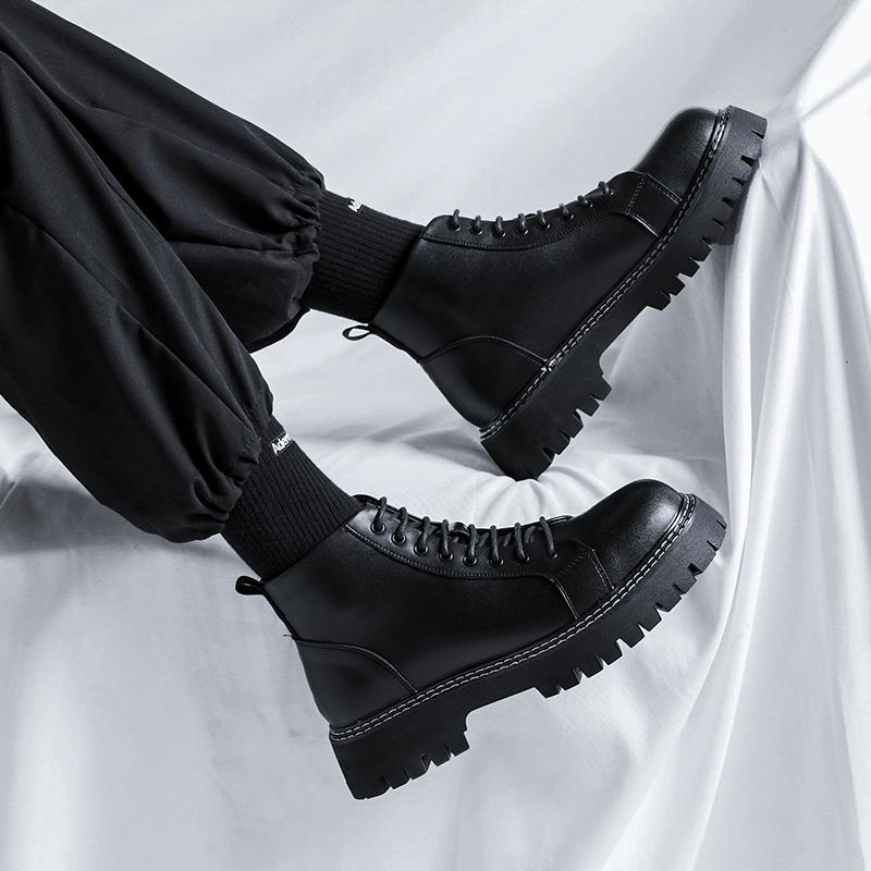 Модные черные мужские ботинки на толстой подошве Модные и универсальные стили дизайна Повседневная обувь для мотоциклистов Модная деловая обувь для вечеринок Популярно