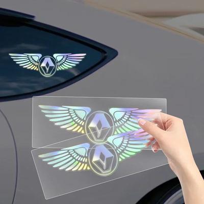 Car Logo Angel Wings Decoration 3D Reflective Waterproof Sticker For Renault RS Clio Megane 2 3 4 Captur Trafic Twingo Scenic 2 T333