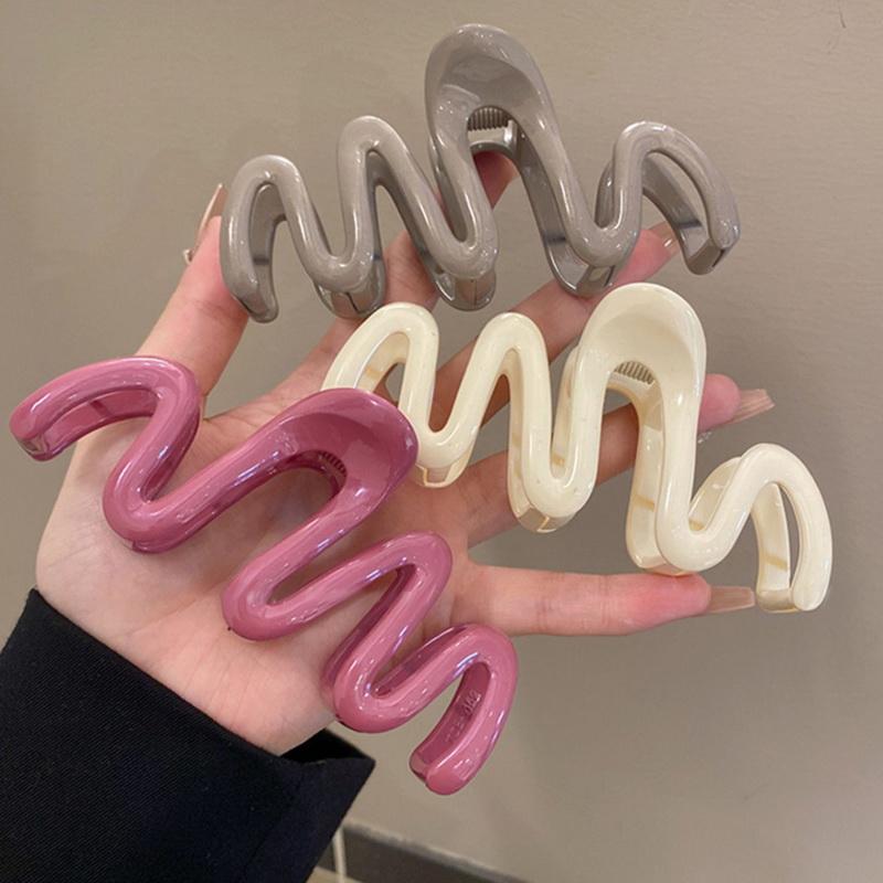 New Colorful Jelly Wave Hair Claw Clip Large Acrylic Hairpins Korean Sweet Simple Irregular Hair Clip Women Ponytail Headwear