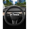 West Llama ized Nappa Leather Car Steering Wheel Cover for 2016-2025 Tesla Model 3/Model Y 2026 Juniper/Highland, Non-Slip Design of Tesla