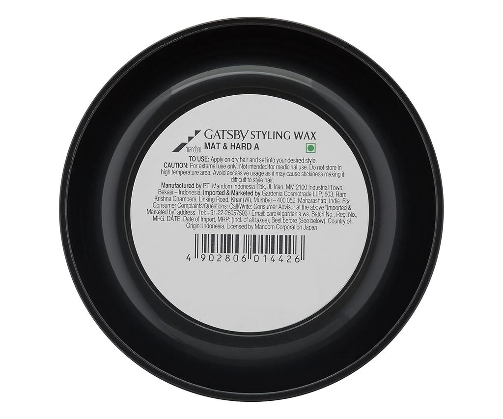 Gatsby Hair Styling Wax Matt & Hard 75g Grey