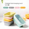 Silicone Lunch Box, Collapsible Folding Food Storage Container with Lids, Kitchen Microwave Freezer and Dishwasher Safe Kids