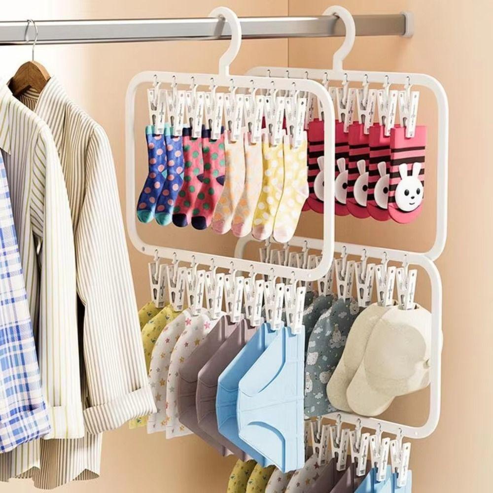 Detachable Multi-clip Sock Holders Portable Children's Hook Hanger Sock Drying Rack Home