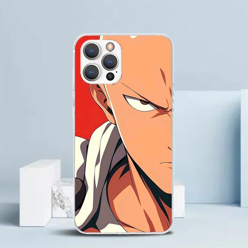Мягкий чехол One P-Punch-Man Saitama King для iPhone 16 17 Air 15 14 Pro Max 16E Чехол для телефона 13 Mini 12 11 7 SE 8 С рисунком Подходящий