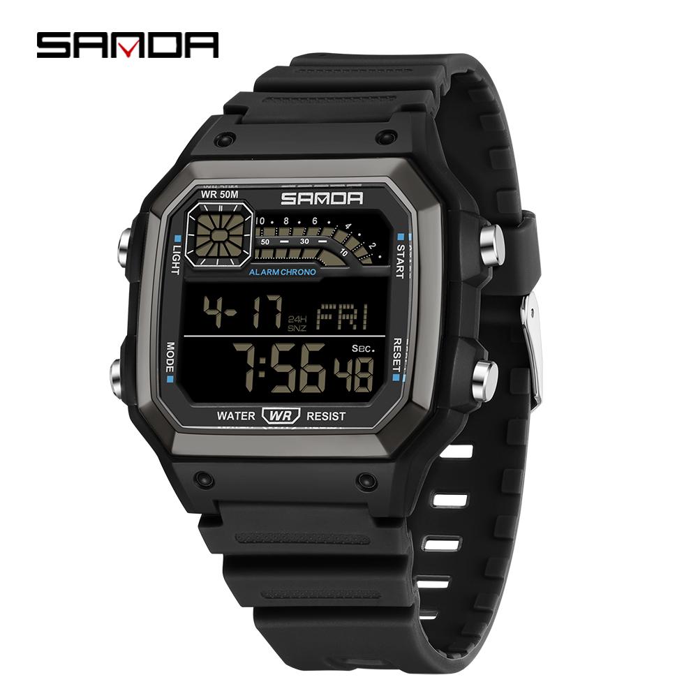 SANDA 6196 Fashion Student Digital Electronic Watch Sports Multi Functional Waterproof LED Men's Electronic Watch