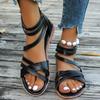 Fashion Summer Plus Size Gladiator Sandals Women Corss Band Back Zipper Flat Heels Sandals Woman Outdoor Non Slip Casual Sandles Female