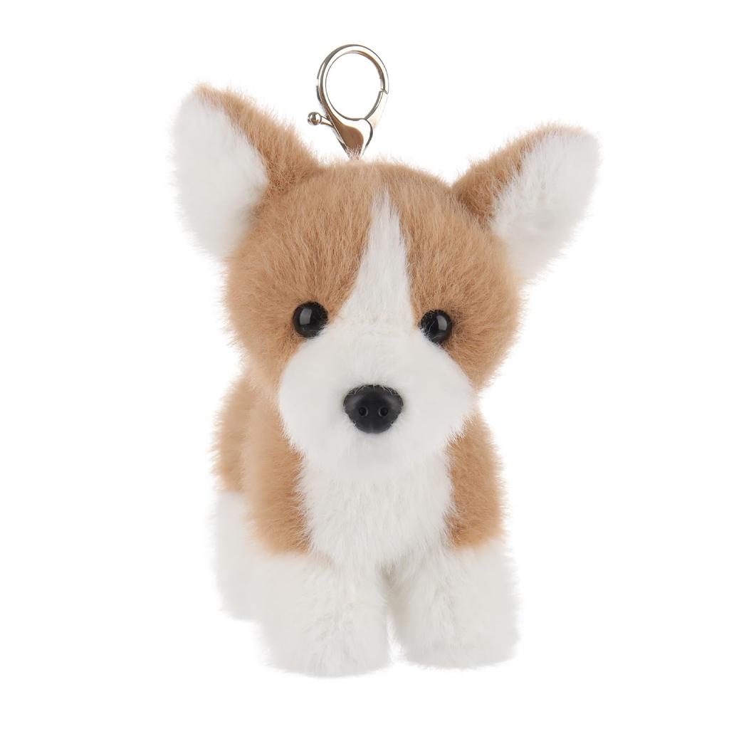 Apricot Lamb Charming Corgi Cute Soft Keychain Plush Toy, Perfect for Boys and Girls, Fits Kids Backpacks and Purses, 13cm