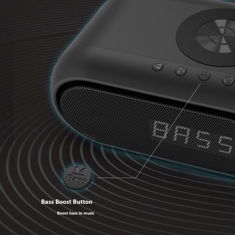 Портативная Bluetooth-совместимая колонка со светодиодным дисплеем времени, 15 Вт, беспроводная зарядка, многофункциональные цифровые часы