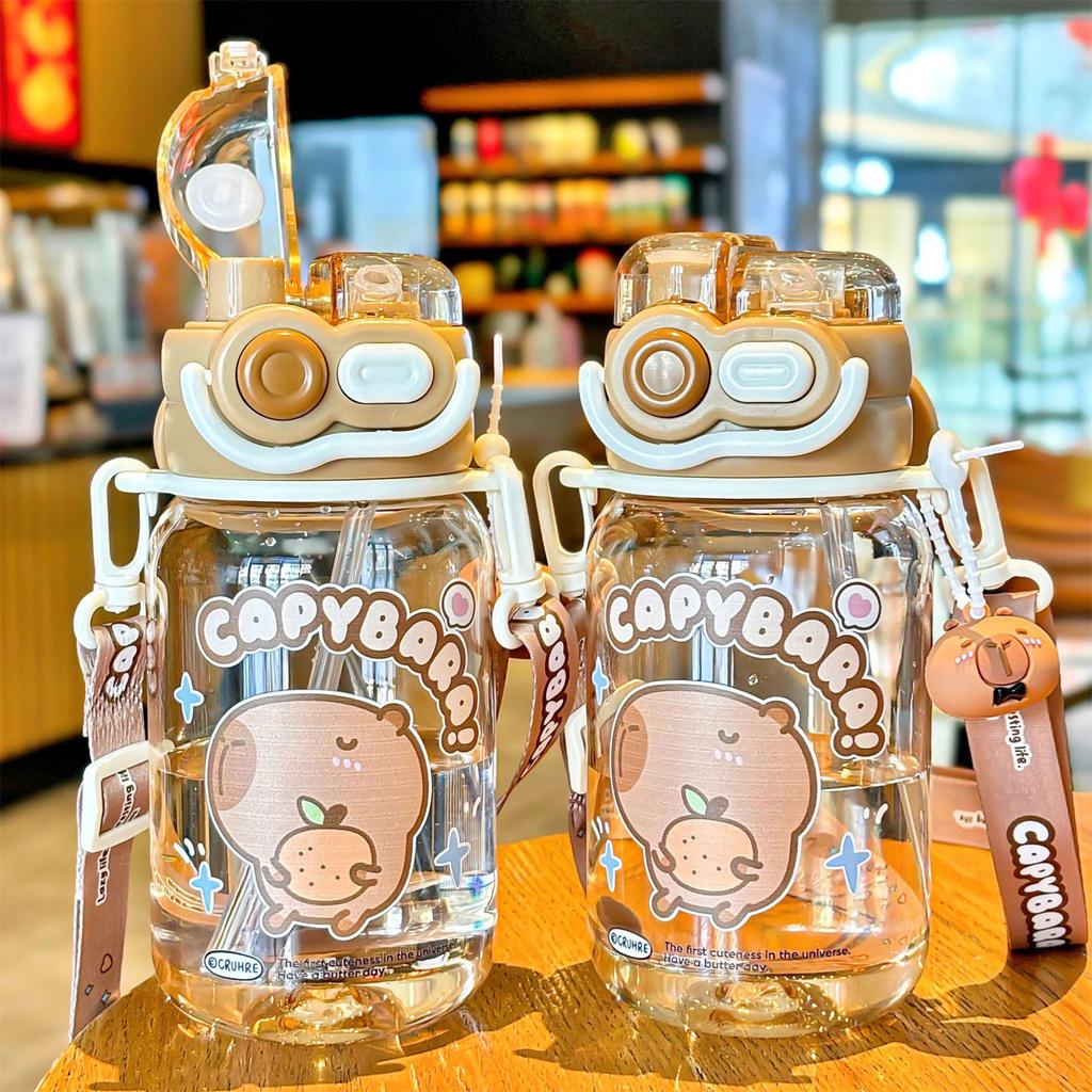 Очаровательная бутылка для воды в форме капибары, чашка для двойного питья для всех возрастов, идеально подходит для дома, офиса или активного отдыха