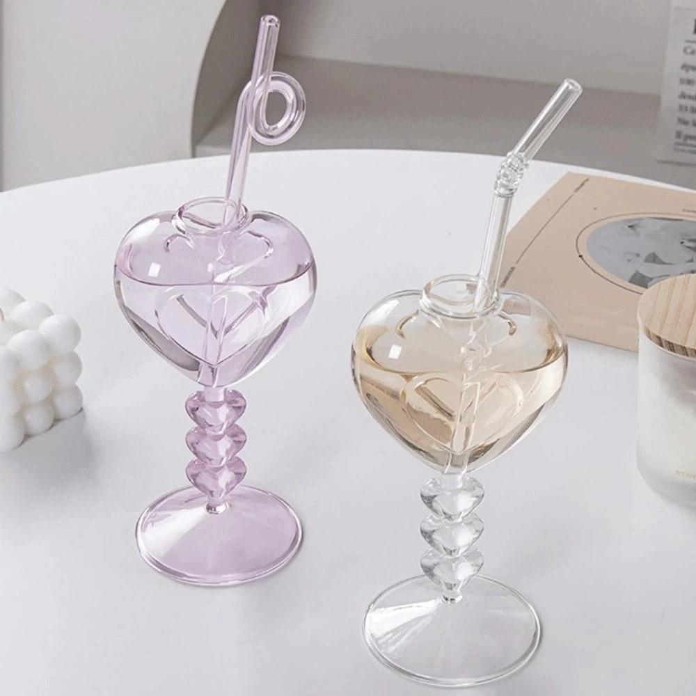Transparent Heart Shaped Glass Romantic Juice Drink Glass Creative Drinking Cups Bar