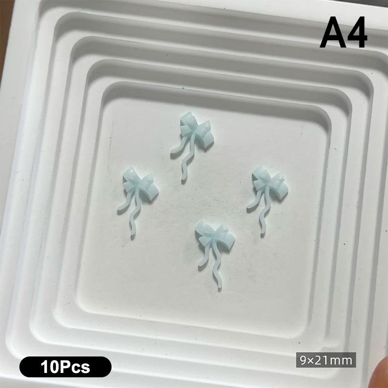10Pcs Double Layer Bowknot Nail Charms 3D Sweet Ribbon Bows Nail Art Rhinestones Mini Resin Bow Tie Manicure Jewelry Diy Parts