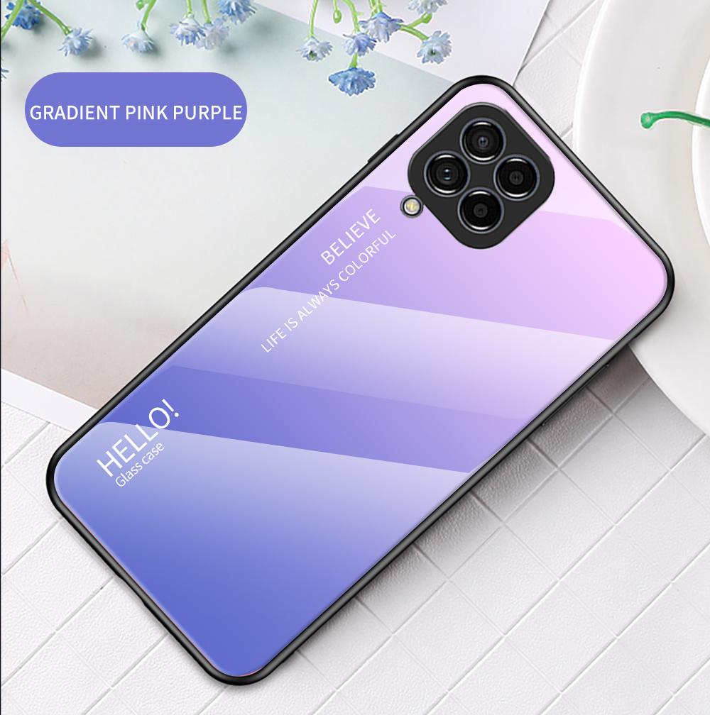 For Samsung Galaxy J4 J6 Plus J2 Pro J4 Core J7 M10 M20 M21 M30S M31 M31S M51 M53 Case Gradient Aurora Tempered Glass Soft Frame Back Cover Phone Case