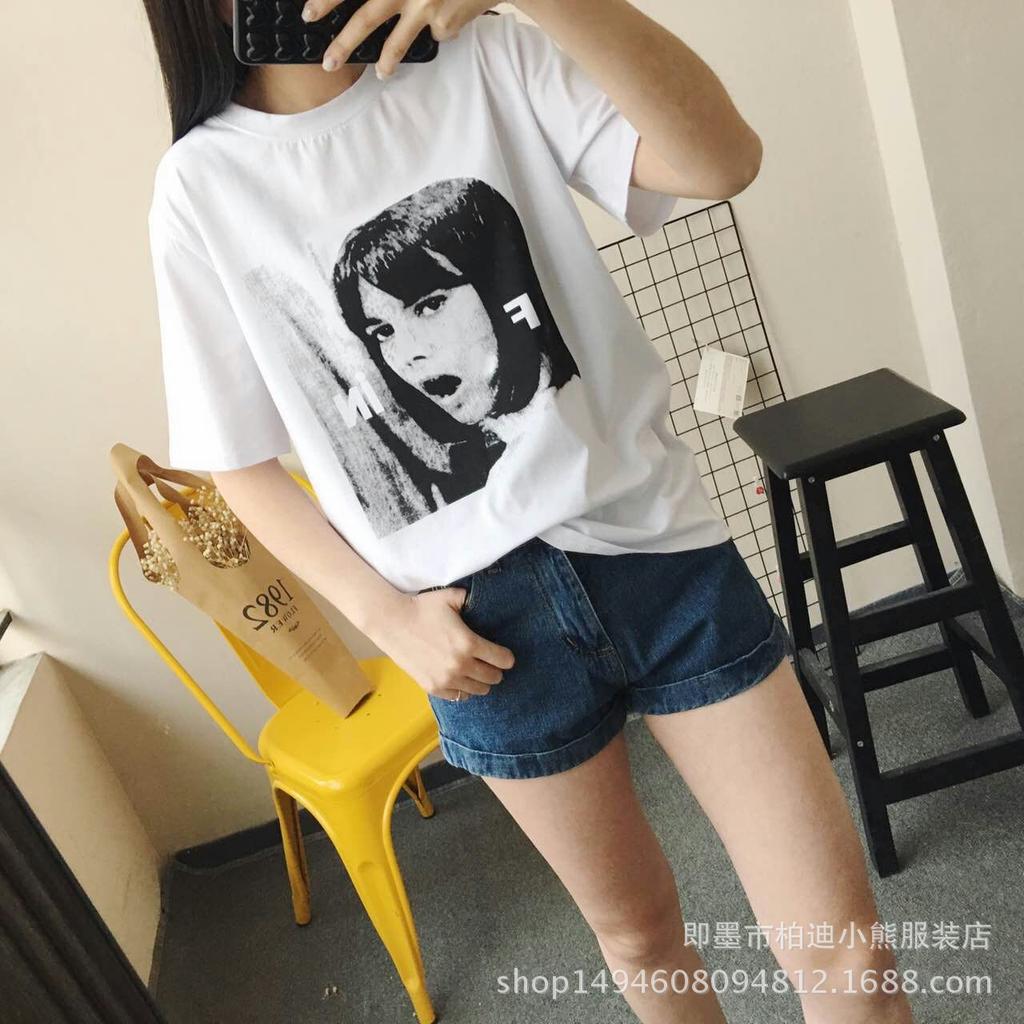 2017BF Style Portrait Print Short Sleeve T-Shirt