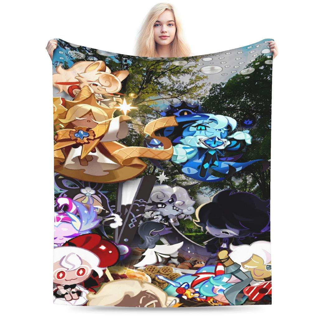 Cookie Run Kingdom Blanket Picnic Flannel Bedding Throws For Living Room Warm Soft Customized Bedspread Birthday Gift