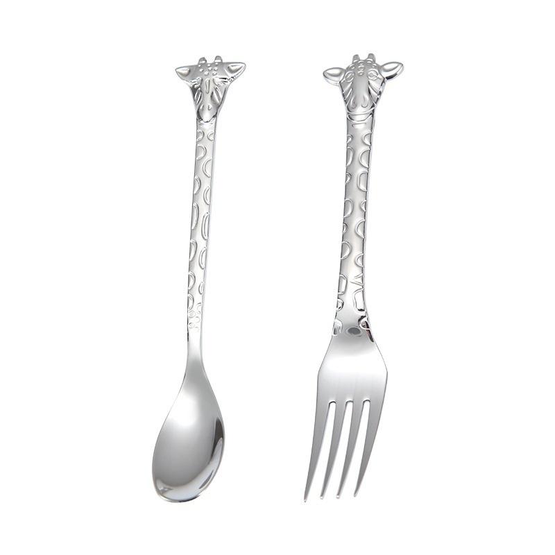 1piece 304 Stainless Steel Coffee Spoon Cartoon Giraffe Shaped Spoon Animal Cake Dessert Fork / Spoo