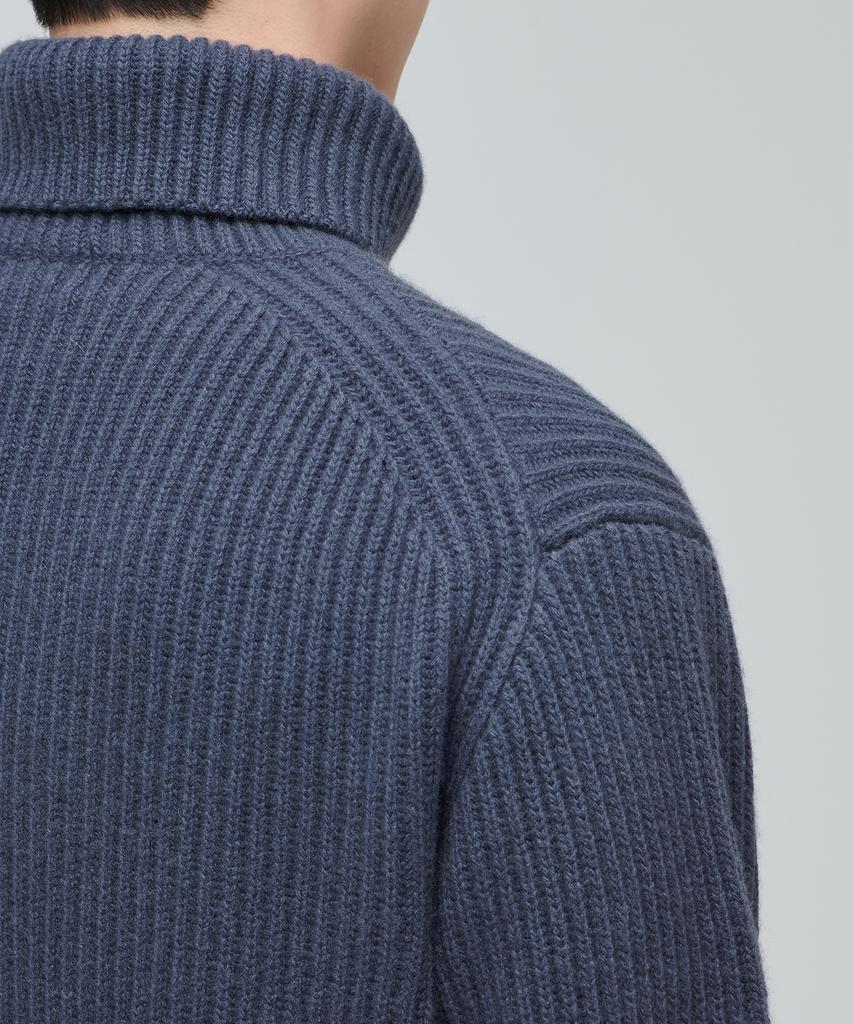 MUSINSA STANDARD Lambswool Ribbed Turtleneck Knit [Midnight Blue]