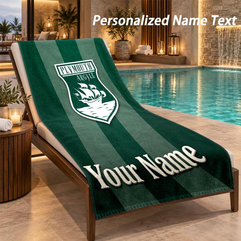 Пляжное полотенце с принтом Plymouth Argyle FC и индивидуальным текстом, большое полотенце для дома, ванной комнаты, пляжа
