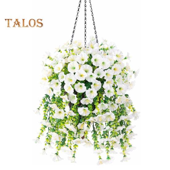 Искусственные подвесные цветы петунии, устойчивые к ультрафиолетовому излучению, искусственные растения для улицы, искусственная полосатая петуния, весенне-летний декор для дома, каминной двери, крыльца, патио