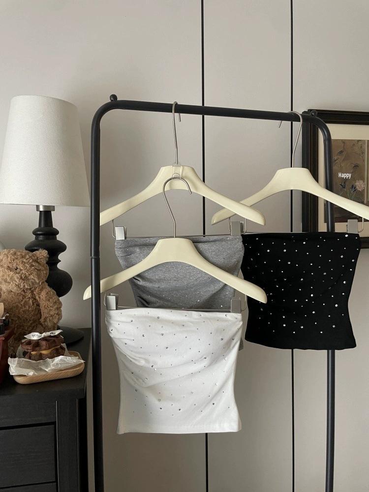 Горячий стразовый облегающий бандажный топ-майка - Женская летняя одежда для дома и улицы