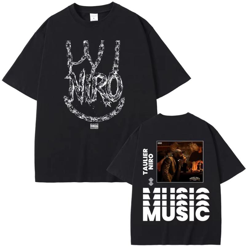 Men Women Rapper Niro OX7 Album Pattern Printed T-shirt Hip-hop Fashion Pop Music Casual Cotton Short Sleeved Street Wear