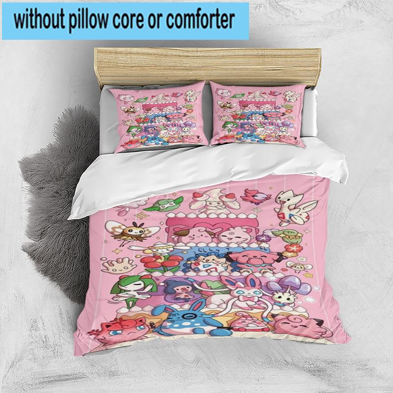 3PCS Cute Pika Adventure 3pcs Bedding,Including 3PCS Duvet Cover And 2pcs Pillowcases Perfect for Christmas,Ideal for Bedroom, Dormitory